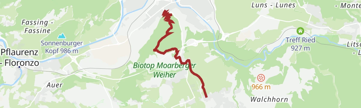 Route map: Trail from Bruneck/Brunico to Reischach/Riscone